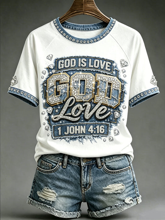 Women's Religious Print Casual Short-Sleeve T-Shirt