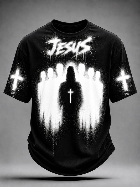 Men's Jesus Faith Print Casual Unisex T-shirt