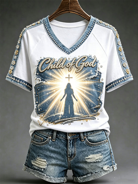 Women's Religious Print Casual Short-Sleeve T-Shirt
