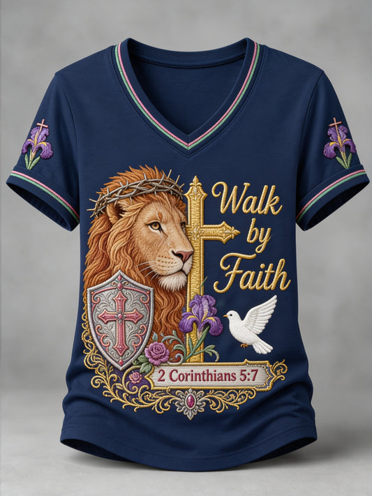 Women's Religious Print Casual Short-Sleeve T-Shirt