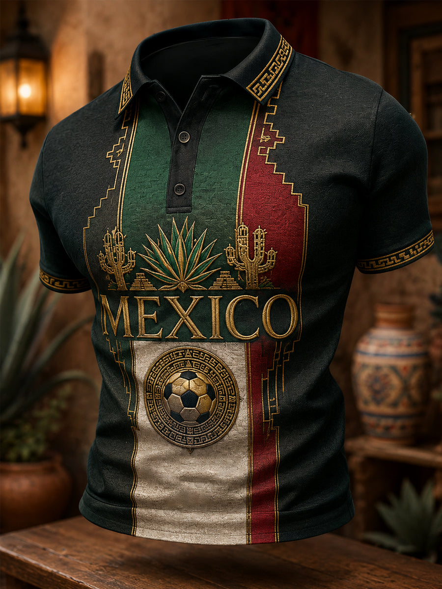 Men's Mexico Print Casual Polo