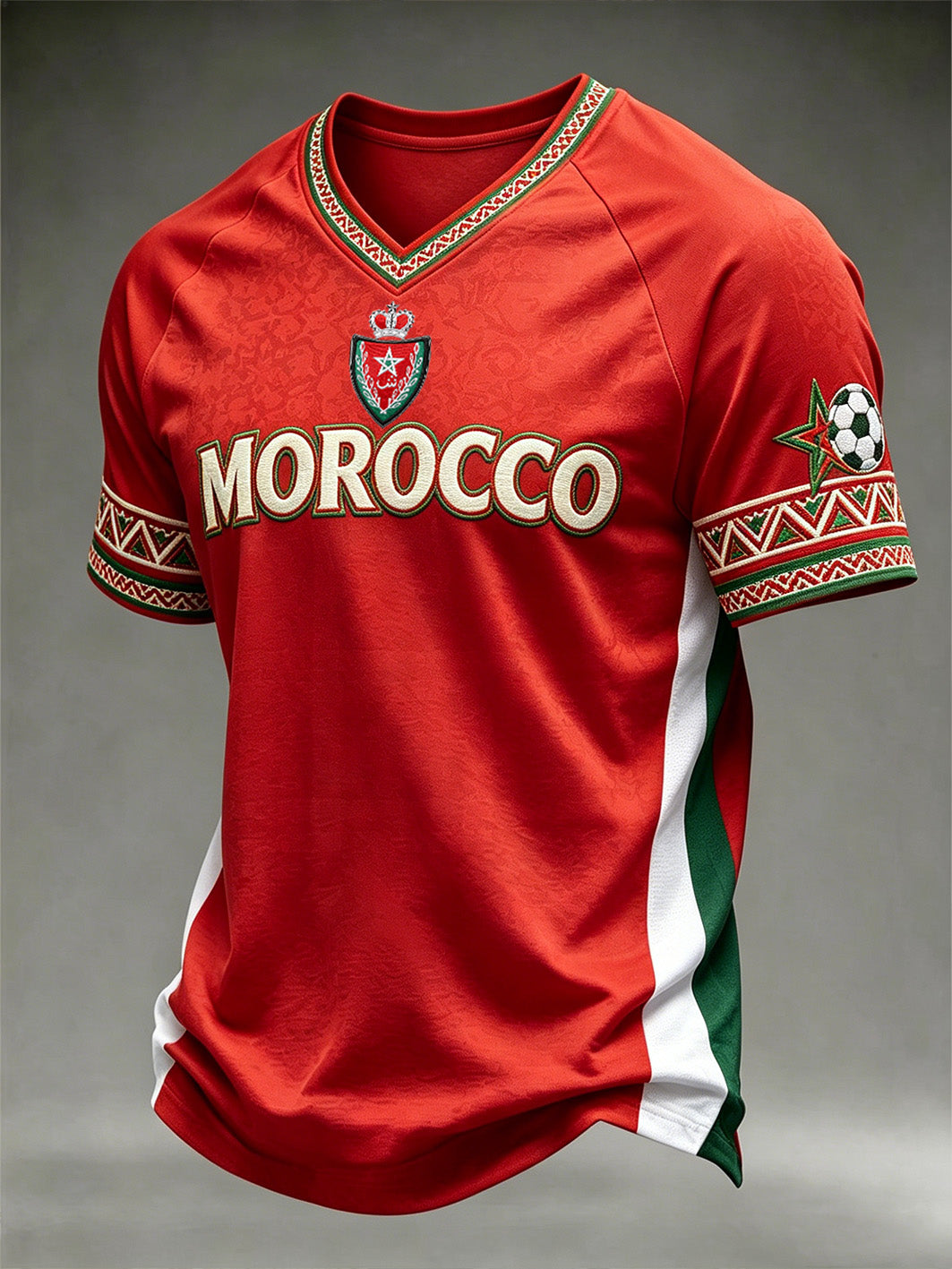 Men's Color Combination Design Football Element Pattern Print V-neck T-shirt