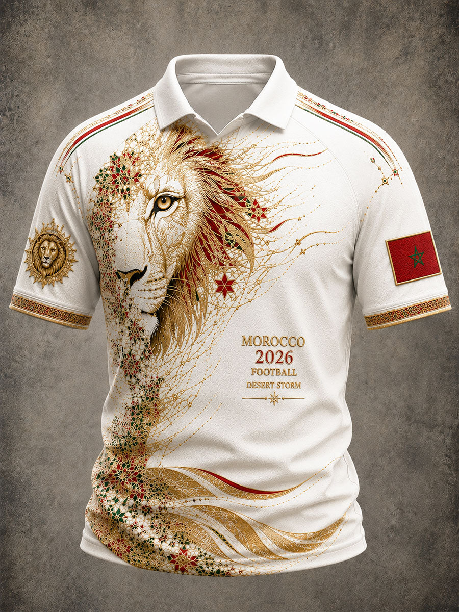 Men's 2026 Morocco Football Lion Print T-shirt
