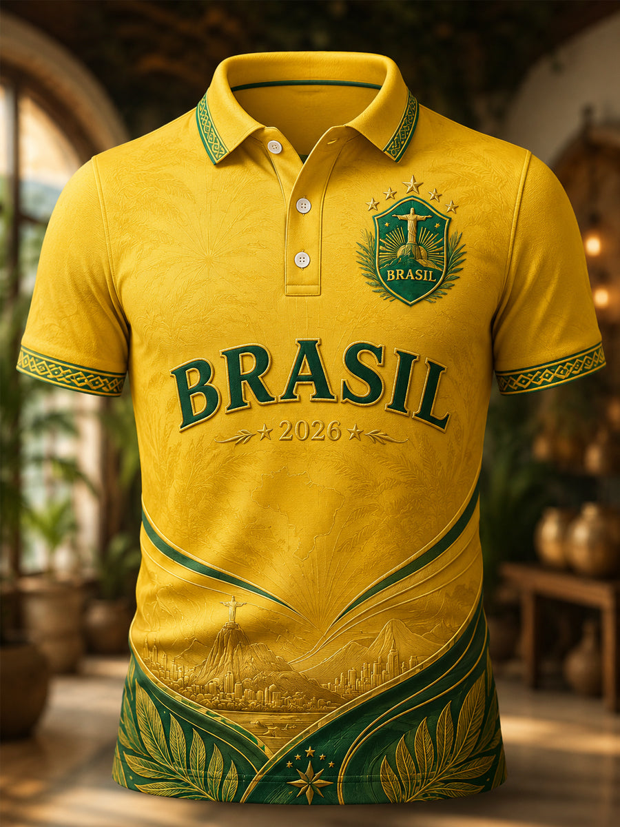 Men's Brasil Print Casual Polo