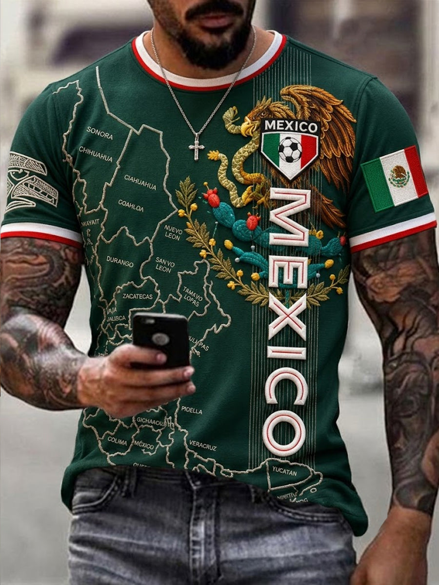 Men's  Mexico Football Lover Art  Short Sleeve T-shirt