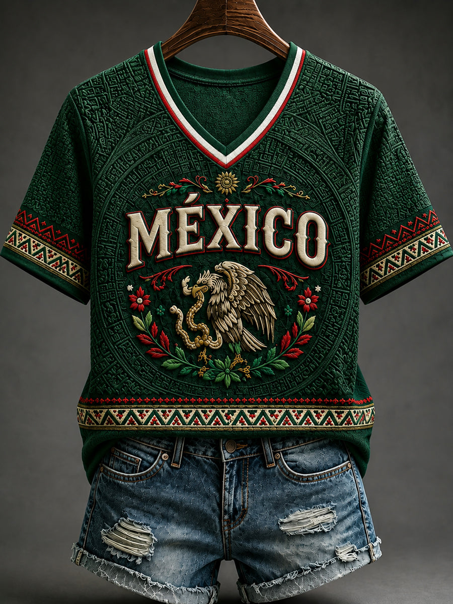 Women's Mexico Football Lover Art Short Sleeve T-shirt
