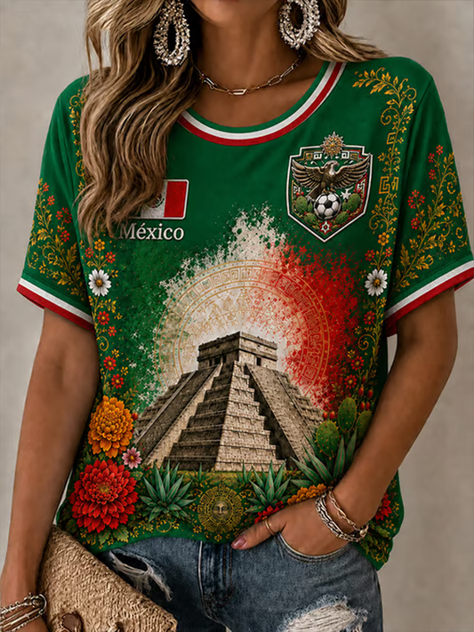 Women's Mexico Proud Art Printed short-sleeved T-shirt