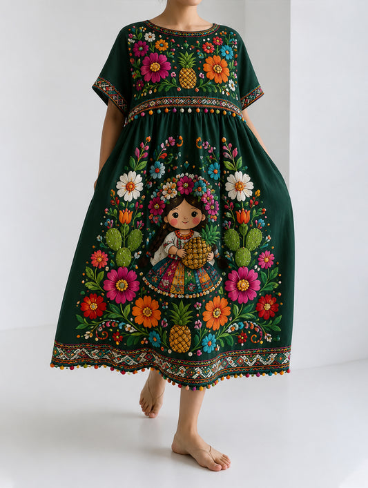 Women's Mexican Gala Gaelagacha Festival Element Art Print Dress