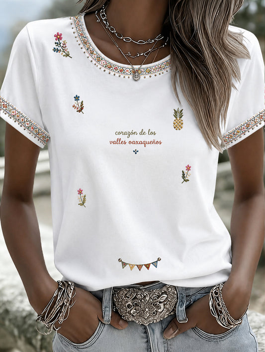 Women's Mexican Gala Gaelagacha Festival Element Art Print T-Shirt