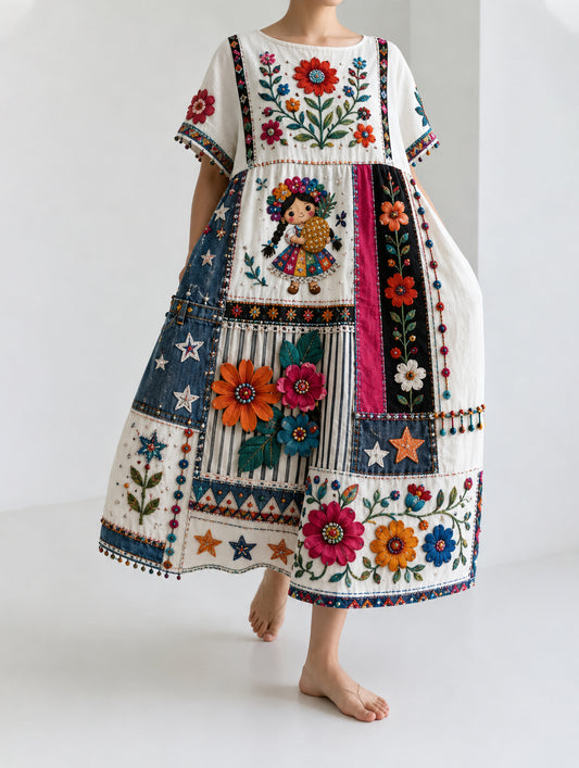 Women's Mexican Gala Gaelagacha Festival Element Art Print Dress