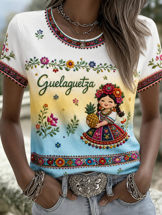 Women's Mexican Gala Gaelagacha Festival Element Art Print T-Shirt