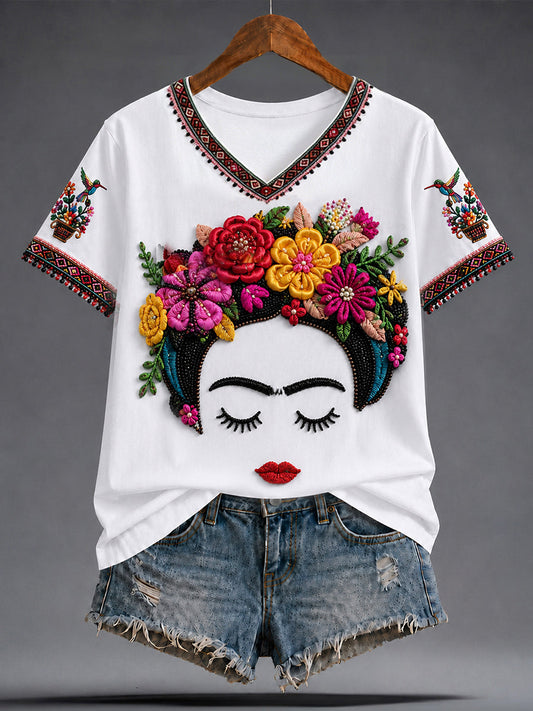 Women's Mexico Guelaguetza Lele Doll Art Printed T-shirt
