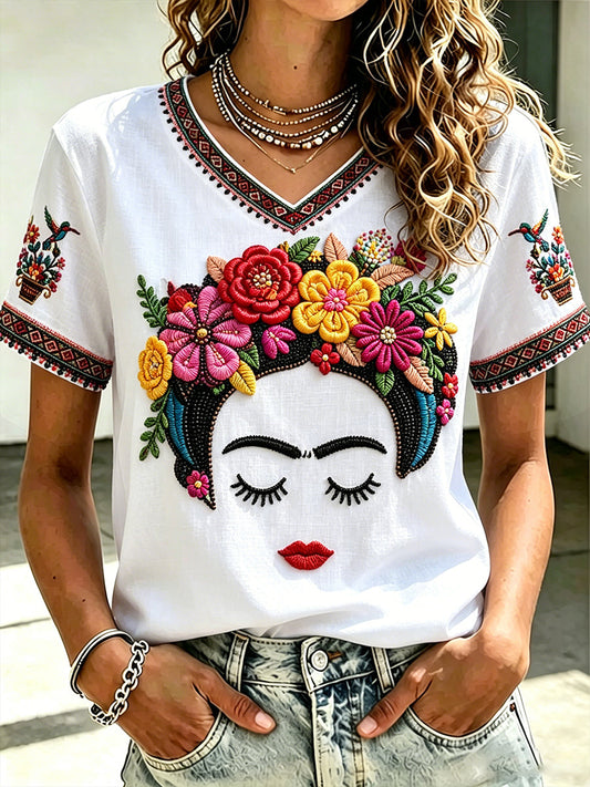 Women's Mexico Guelaguetza Lele Doll Art Printed T-shirt