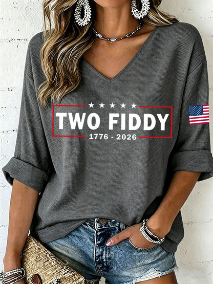 Women's Two Fiddy Waffle Top