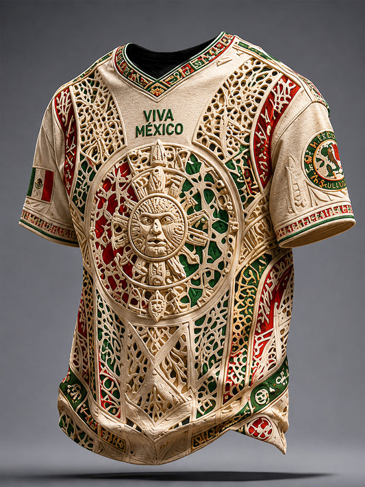 Men's Mexico Football Lover Papel Picado Art Printed T-shirt