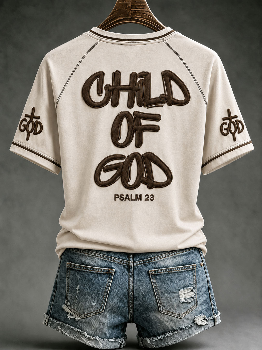 Women's Christian Child of God V-neck Off-shoulder Short Sleeve T-shirt