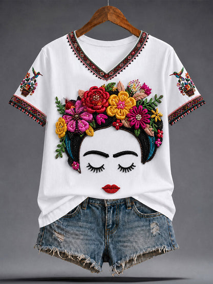 Women's Mexico Guelaguetza Lele Doll Art Printed T-shirt