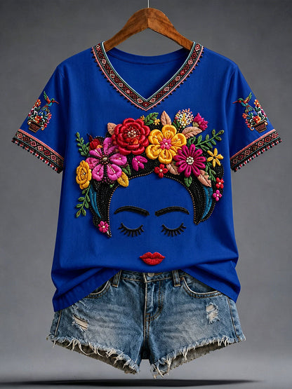 Women's Mexico Guelaguetza Lele Doll Art Printed T-shirt