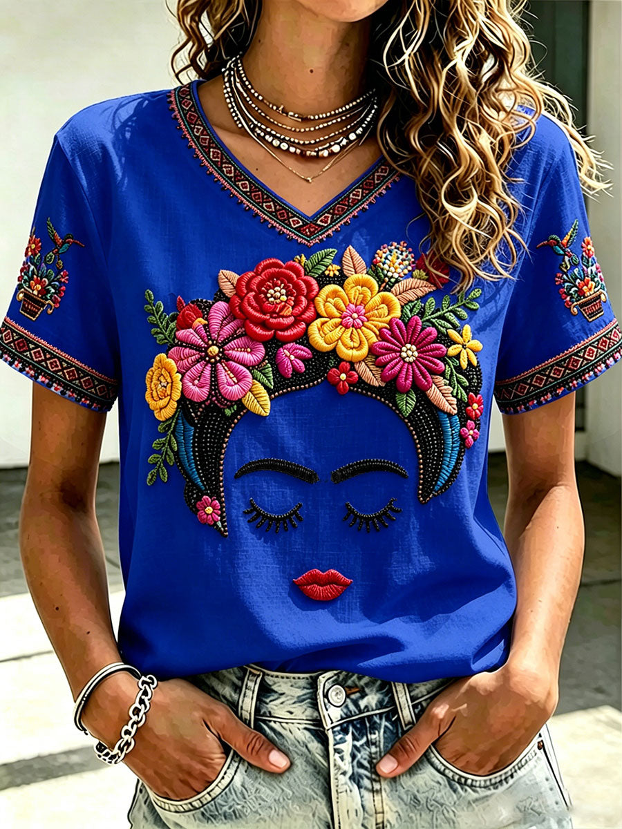 Women's Mexico Guelaguetza Lele Doll Art Printed T-shirt