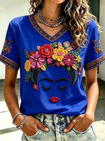 Women's Mexico Guelaguetza Lele Doll Art Printed T-shirt