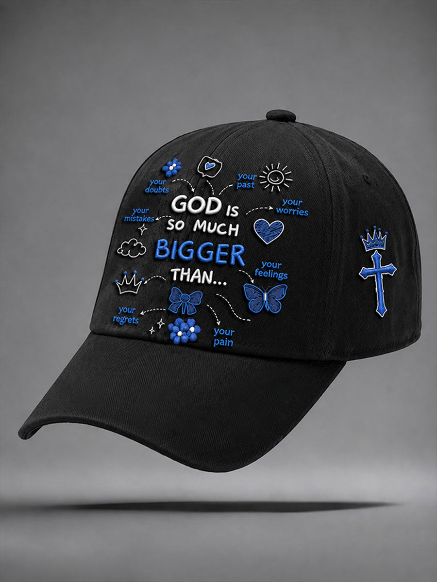 “God Is So Much Bigger Than..."Faith Print Casual Unisex  Hat