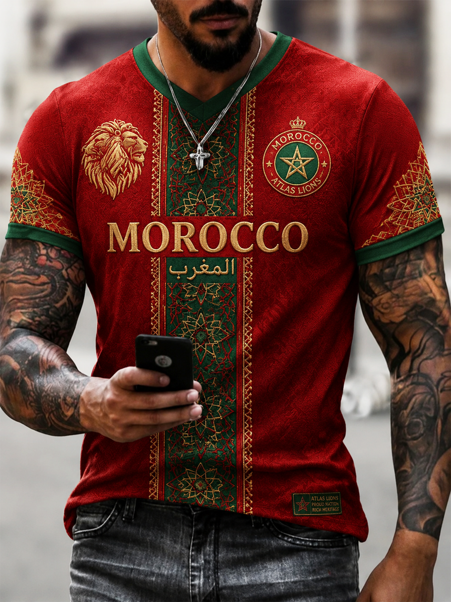 Men's Morocco Printed V-neck T-shirt
