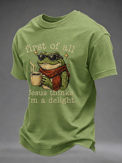 Men's 'Jesus Thinks I'm A Delight' Printed Casual T-Shirt