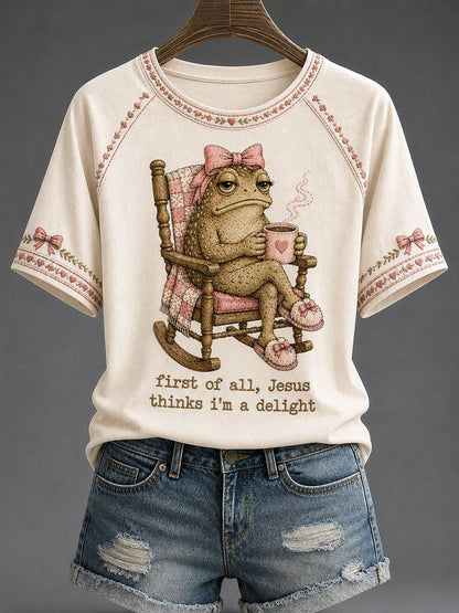 Women's 'Jesus Thinks I'm A Delight' Printed Casual T-Shirt