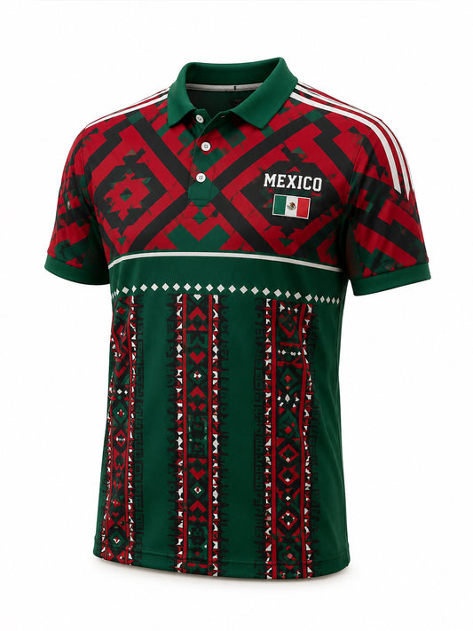Men's Mexican Football Match Cheering Element Art Print Polo Shirt