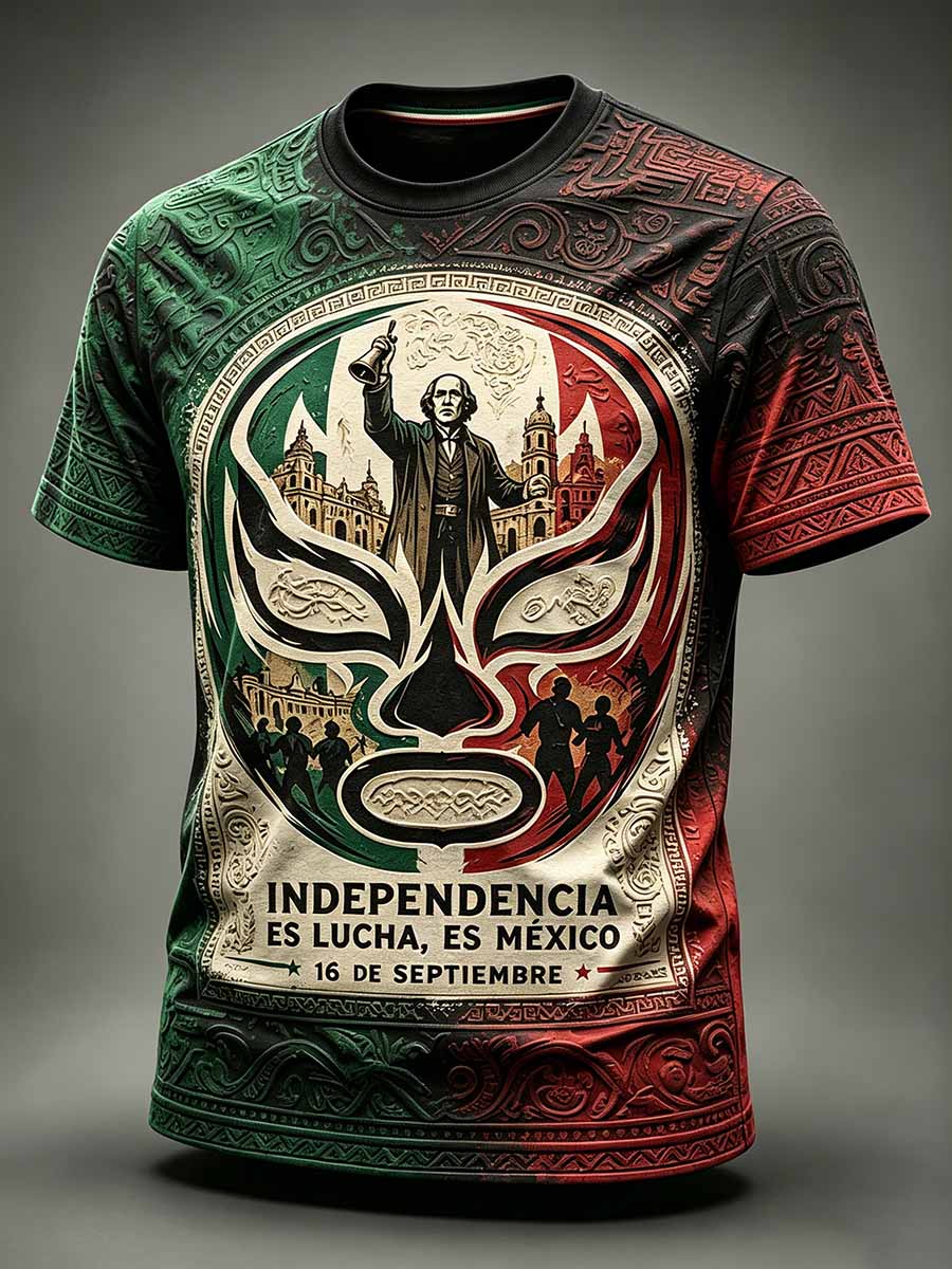 Men's Mexican Wrestling Art Print T-Shirt