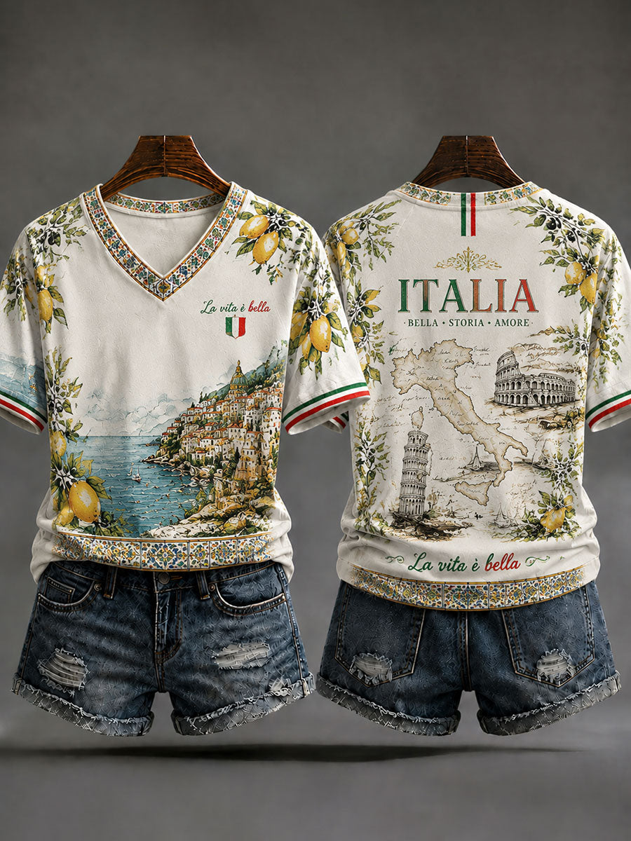 Women's Italian Casual V-Neck T-Shirts