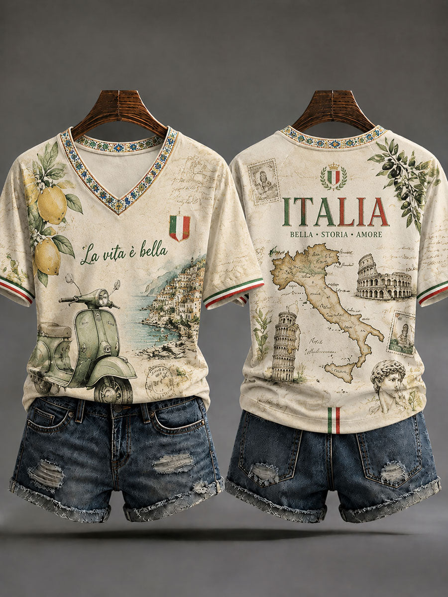 Women's Italian Casual V-Neck T-Shirts