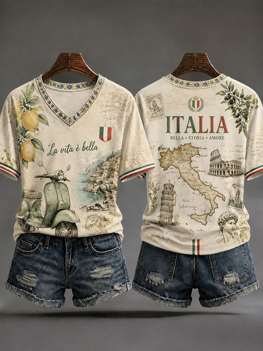 Women's Italian Casual V-Neck T-Shirts