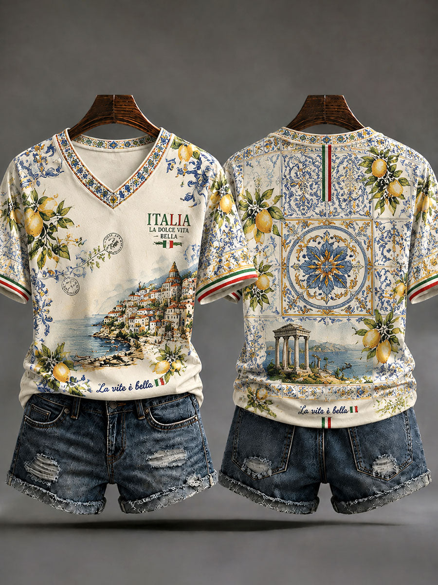 Women's Italian Casual V-Neck T-Shirts