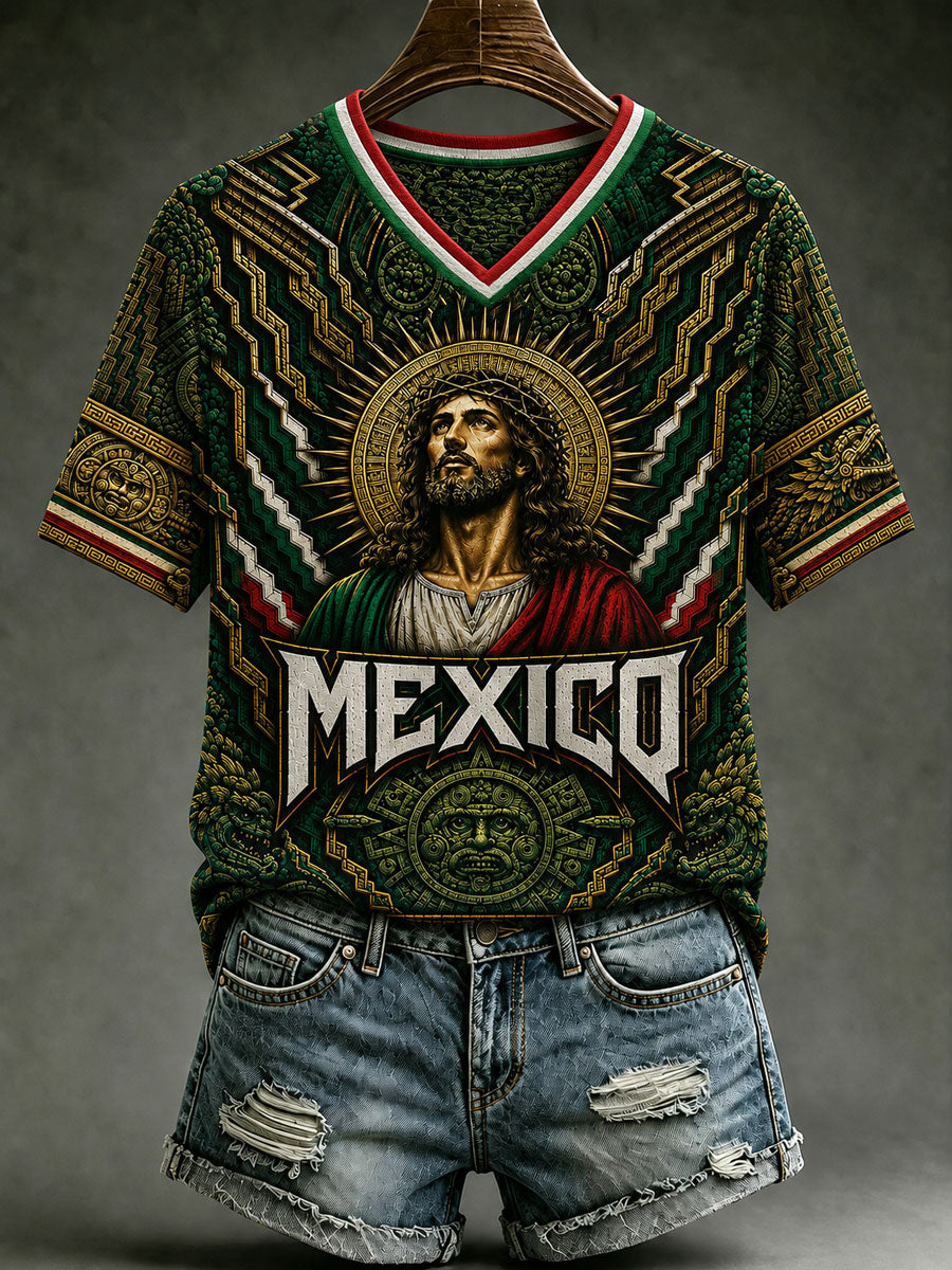 Women's Mexico Lover Art V-neck Short Sleeve T-shirt