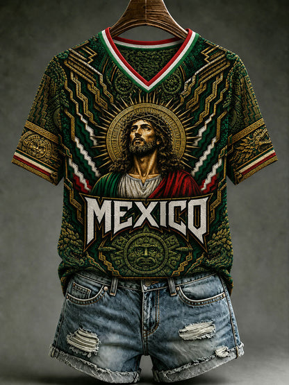 Women's Mexico Lover Art V-neck Short Sleeve T-shirt