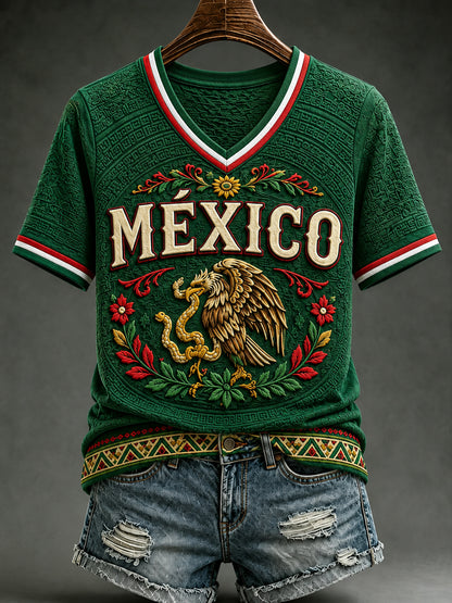 Women's Mexico Lover Art V-neck Short Sleeve T-shirt