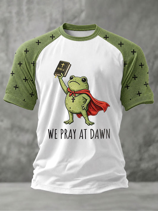 Men's 'We Pray At Dawn' Printed Casual T-Shirt