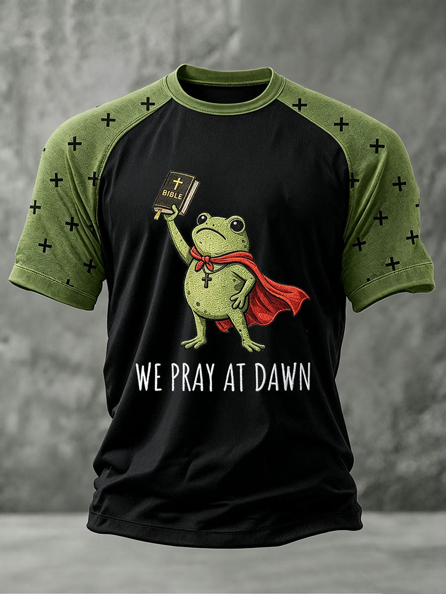 Men's 'We Pray At Dawn' Printed Casual T-Shirt