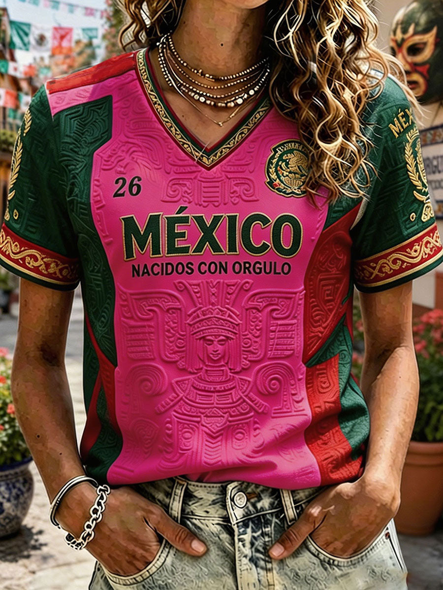 Women's Mexico Independence Day Art Printed T-shirt