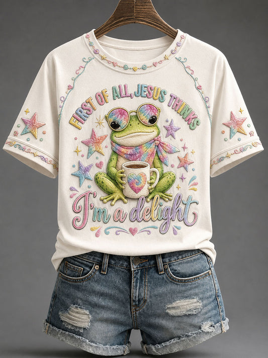 Women's 'Jesus Thinks I'm A Delight' Printed Casual T-Shirt