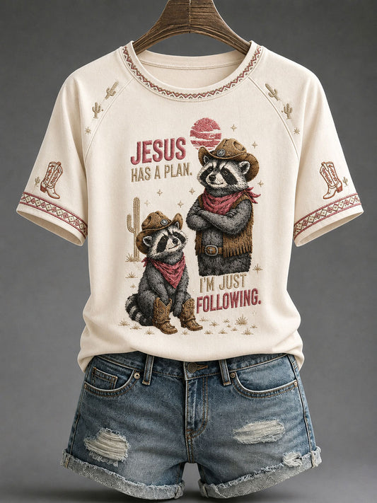 Women's 'Jesus Has A Plan I'm Just Following' Printed Casual T-Shirt