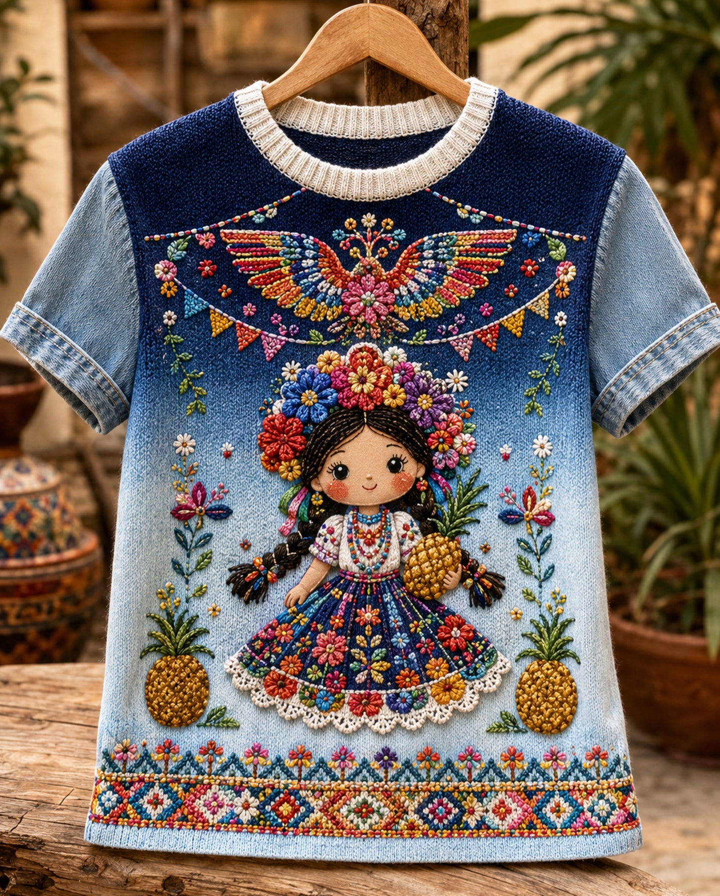 Women's Mexican Gala Gaycha Festival Cultural Elements Art Print Top