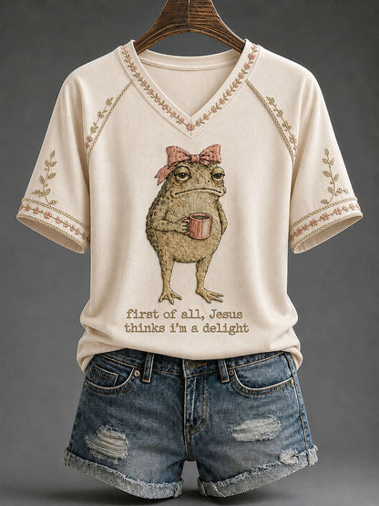 Women's 'Jesus Thinks I'm A Delight' Printed Casual T-Shirt