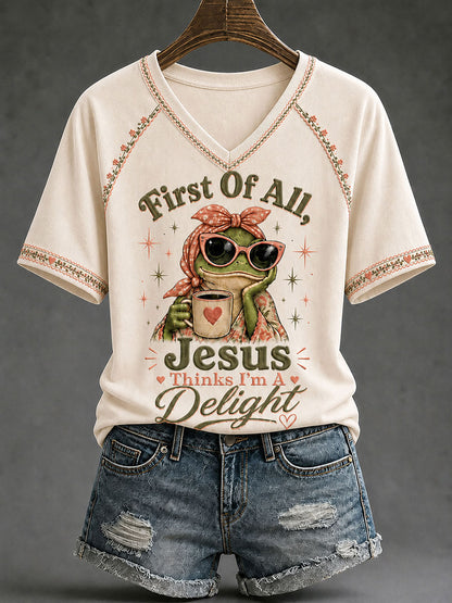Women's 'Jesus Thinks I'm A Delight' Printed Casual T-Shirt