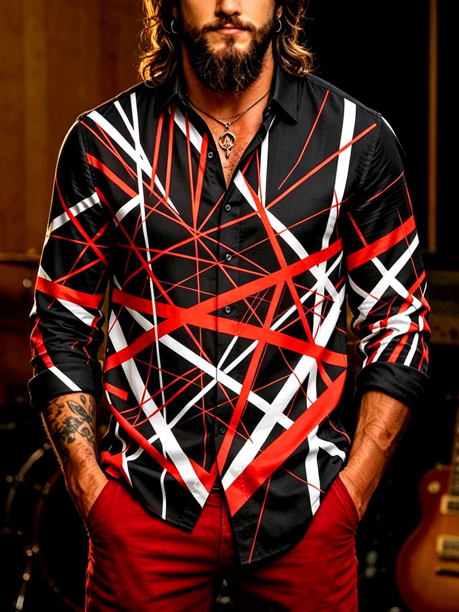Men's Vintage Van Halen Print Casual Shirt