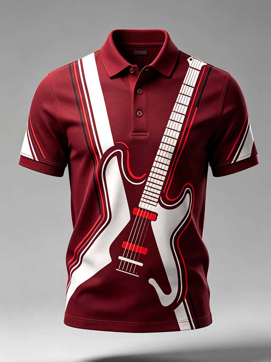 Men's Vintage Van Halen Print Casual Polo Shirt