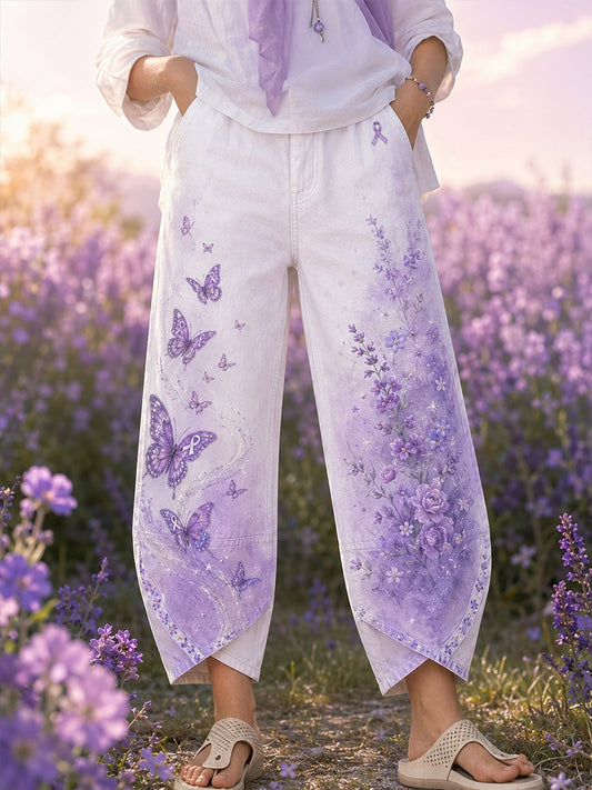 Women's Alzheimer's Disease Awareness Art Print Flared Trousers