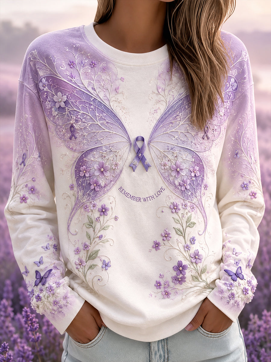 Women's Alzheimer's Disease Awareness Round Neck Long Sleeve T-Shirt
