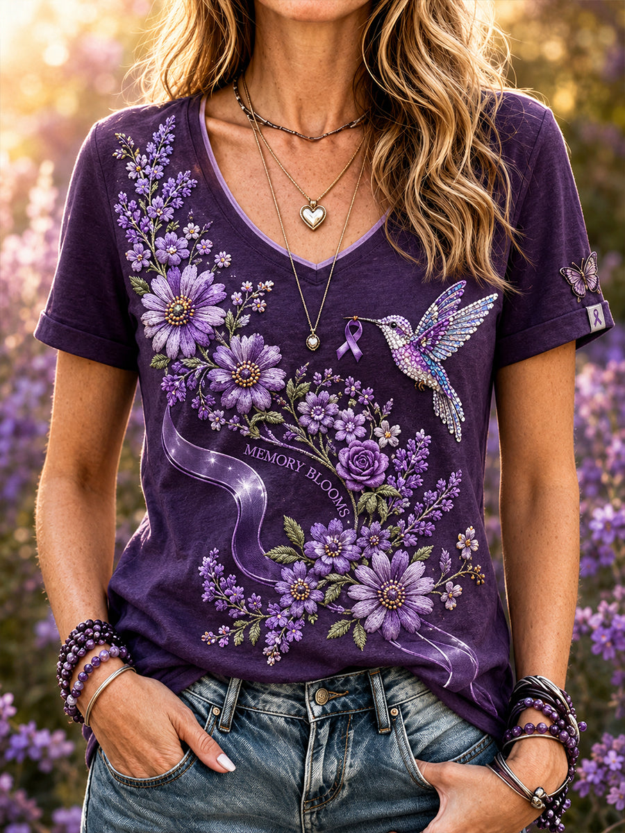 Women's Alzheimer's Disease Awareness  V-Neck T-Shirt